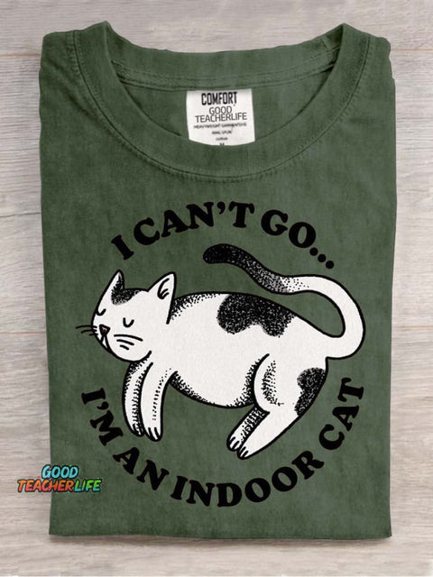 I Can't Go I'm An Indoor Cat Decorative Pattern T-shirt