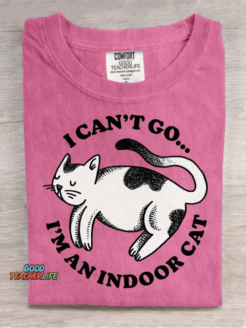 I Can't Go I'm An Indoor Cat Decorative Pattern T-shirt