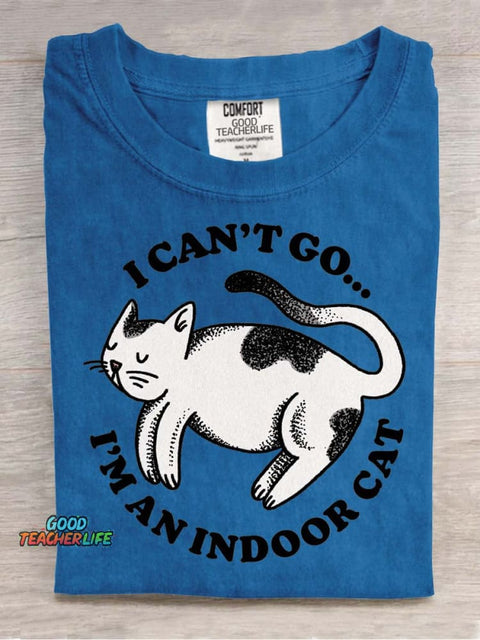I Can't Go I'm An Indoor Cat Decorative Pattern T-shirt
