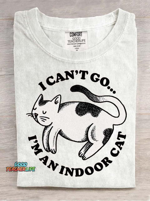 I Can't Go I'm An Indoor Cat Decorative Pattern T-shirt