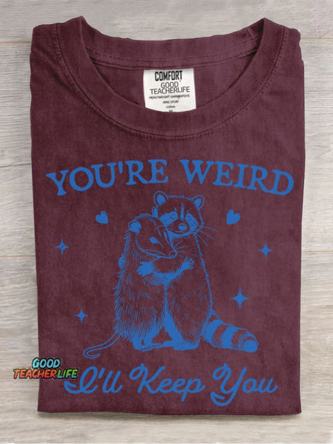 Opossum and Raccoon Hugging Decorative Pattern T-shirt