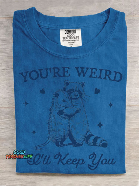 Opossum and Raccoon Hugging Decorative Pattern T-shirt