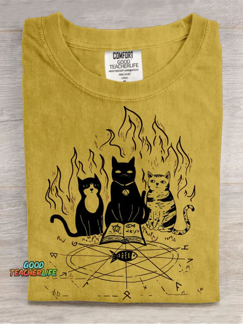 Cats Summon Demons Decorative Pattern T-shirt