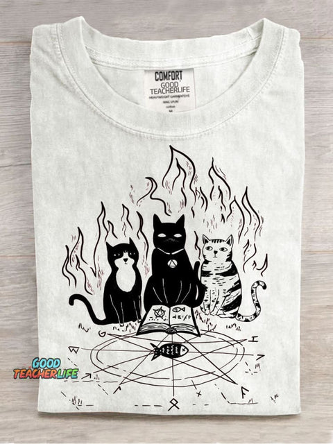 Cats Summon Demons Decorative Pattern T-shirt
