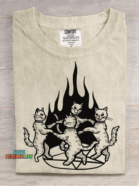 Cats Summon Demons To Dance Decorative Pattern T-shirt