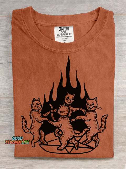Cats Summon Demons To Dance Decorative Pattern T-shirt