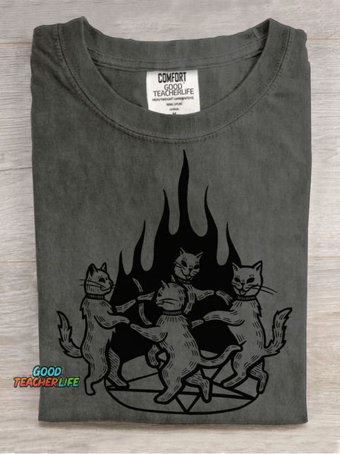 Cats Summon Demons To Dance Decorative Pattern T-shirt