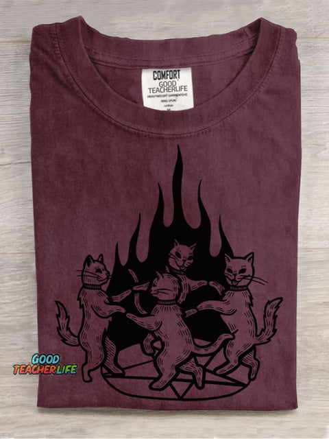 Cats Summon Demons To Dance Decorative Pattern T-shirt