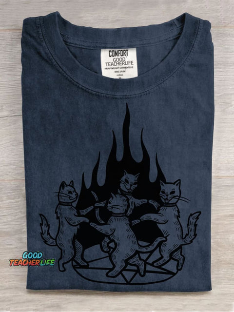 Cats Summon Demons To Dance Decorative Pattern T-shirt