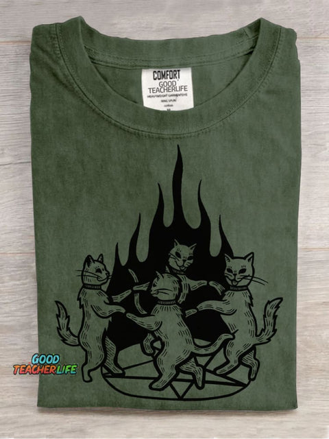 Cats Summon Demons To Dance Decorative Pattern T-shirt