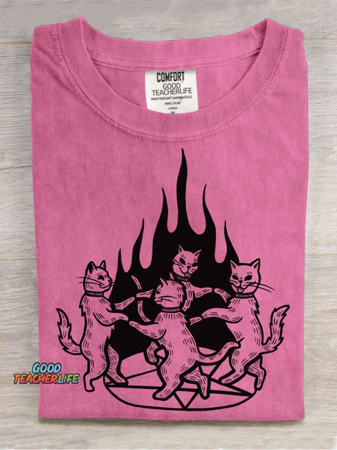 Cats Summon Demons To Dance Decorative Pattern T-shirt