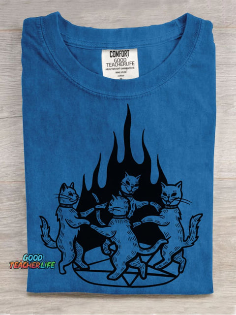 Cats Summon Demons To Dance Decorative Pattern T-shirt