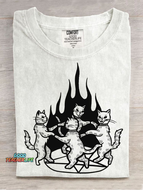 Cats Summon Demons To Dance Decorative Pattern T-shirt
