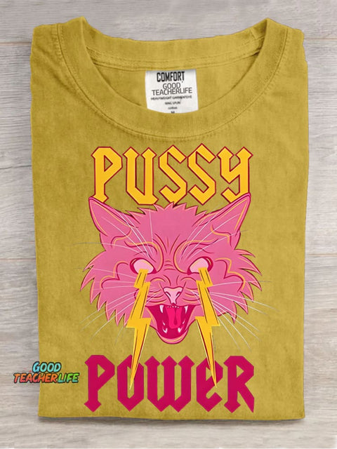 Pussy Power Decorative Pattern T-shirt
