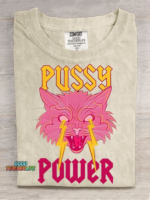 Pussy Power Decorative Pattern T-shirt