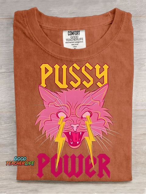 Pussy Power Decorative Pattern T-shirt