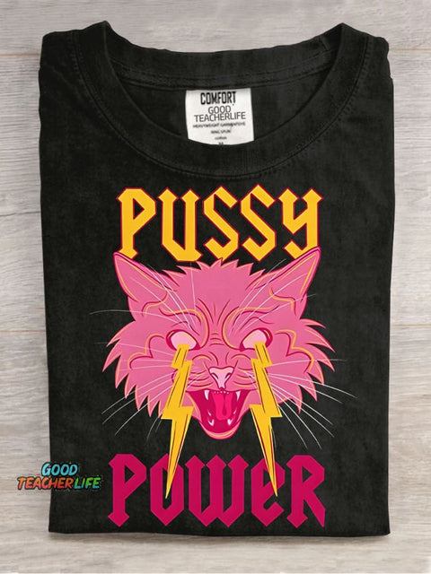 Pussy Power Decorative Pattern T-shirt