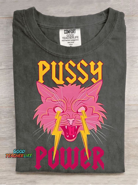 Pussy Power Decorative Pattern T-shirt