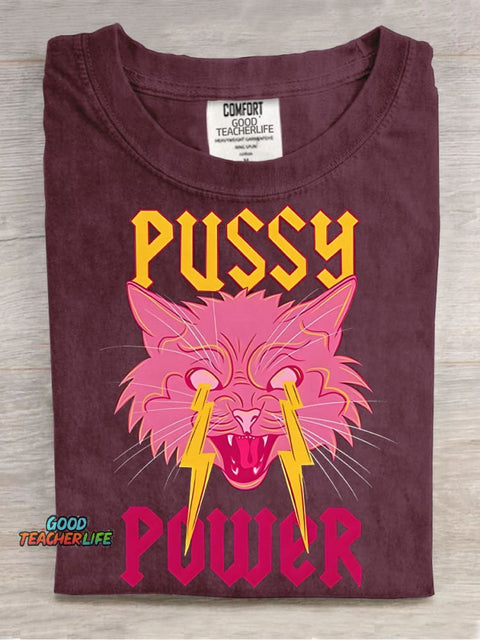 Pussy Power Decorative Pattern T-shirt