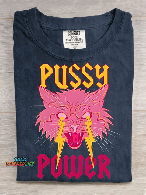 Pussy Power Decorative Pattern T-shirt