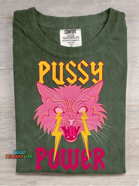 Pussy Power Decorative Pattern T-shirt