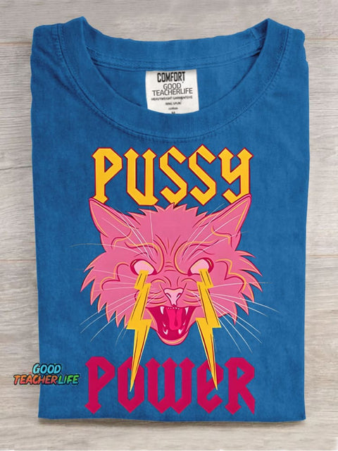 Pussy Power Decorative Pattern T-shirt