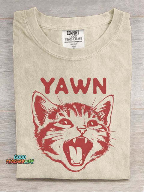 Cat Yawn Decorative Pattern T-shirt