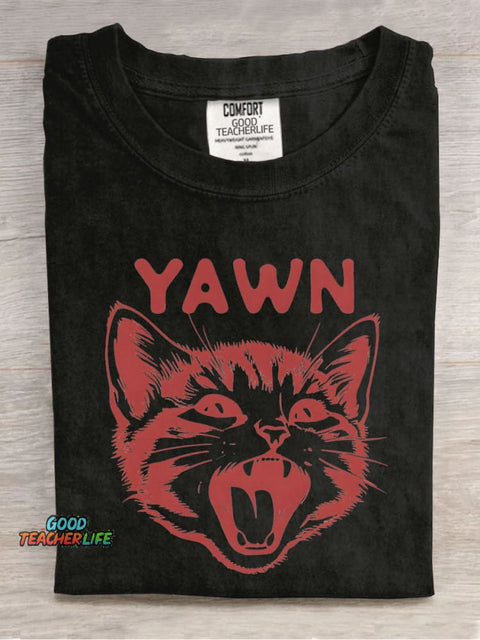 Cat Yawn Decorative Pattern T-shirt