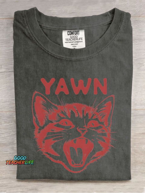 Cat Yawn Decorative Pattern T-shirt
