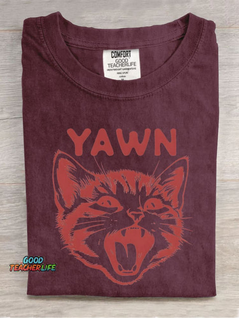 Cat Yawn Decorative Pattern T-shirt