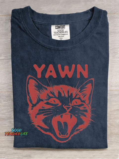 Cat Yawn Decorative Pattern T-shirt