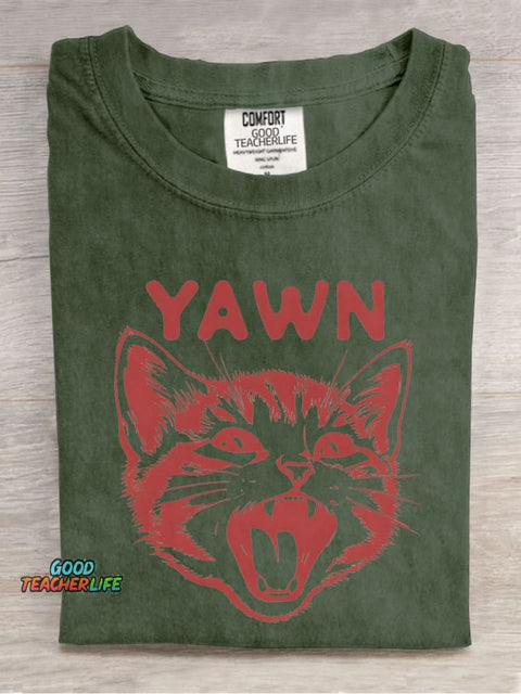 Cat Yawn Decorative Pattern T-shirt
