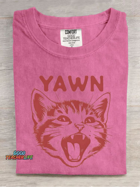 Cat Yawn Decorative Pattern T-shirt