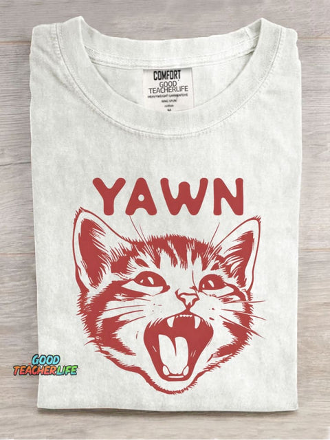 Cat Yawn Decorative Pattern T-shirt