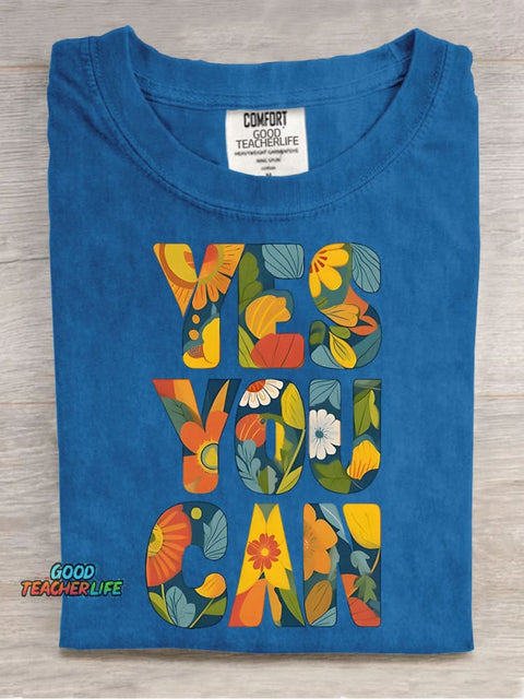 Yes You Can Decorative Pattern T-shirt