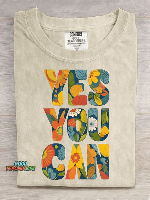Yes You Can Decorative Pattern T-shirt