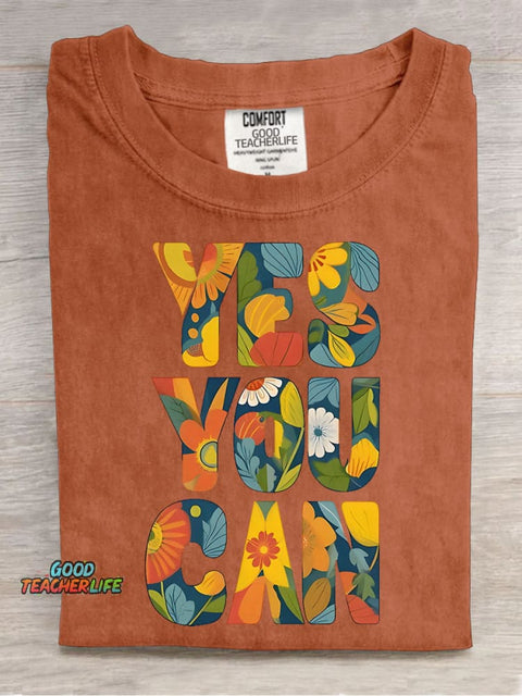 Yes You Can Decorative Pattern T-shirt