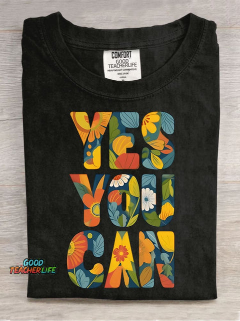 Yes You Can Decorative Pattern T-shirt