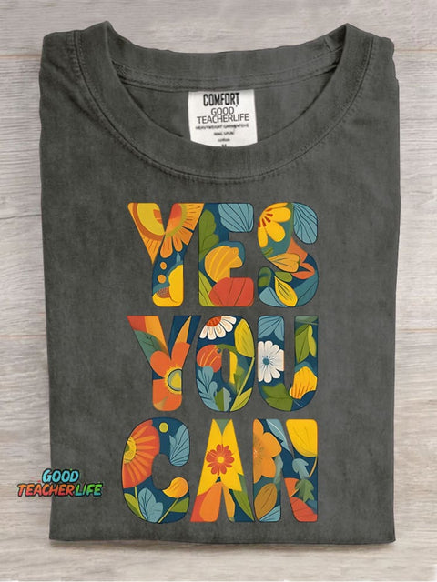 Yes You Can Decorative Pattern T-shirt