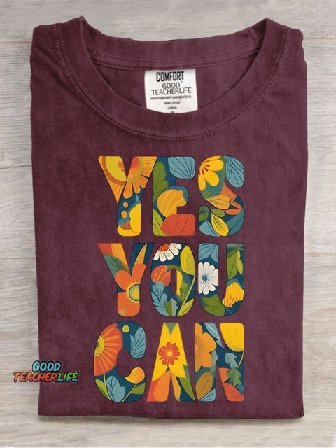 Yes You Can Decorative Pattern T-shirt