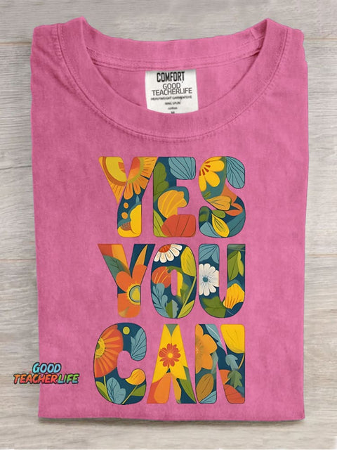 Yes You Can Decorative Pattern T-shirt