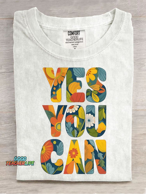 Yes You Can Decorative Pattern T-shirt