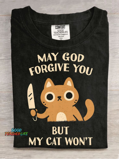 My Cat Won't Forgive You Decorative Pattern T-shirt