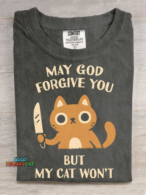 My Cat Won't Forgive You Decorative Pattern T-shirt