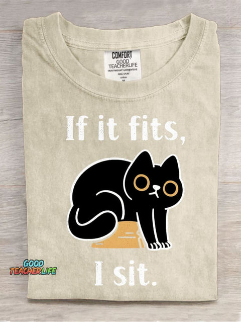 Cat Sitting In Box Decorative Pattern T-shirt