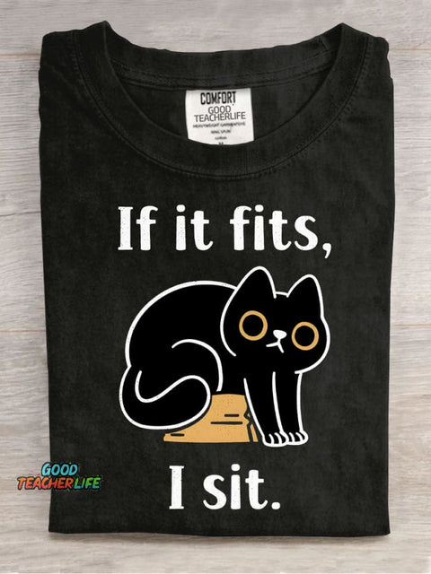 Cat Sitting In Box Decorative Pattern T-shirt