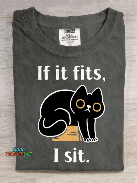 Cat Sitting In Box Decorative Pattern T-shirt