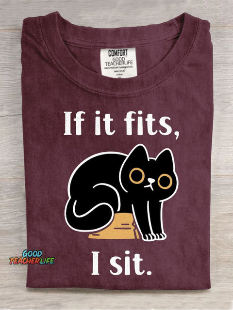 Cat Sitting In Box Decorative Pattern T-shirt