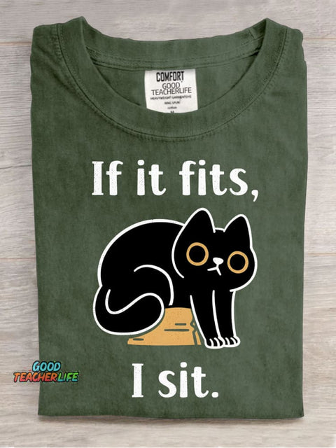 Cat Sitting In Box Decorative Pattern T-shirt