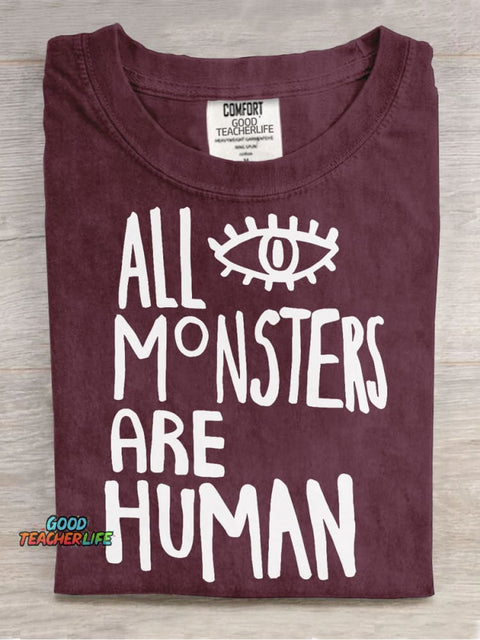 Monsters and Humans Decorative Pattern T-shirt